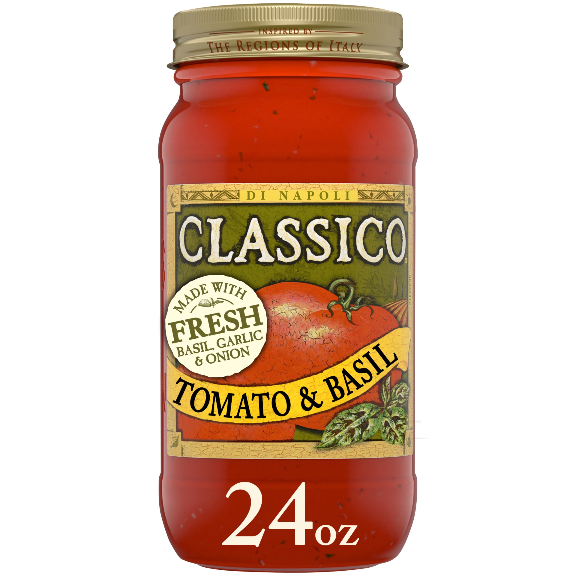 slide 1 of 9, Classico Tomato & Basil Pasta Sauce Jar, 24 oz