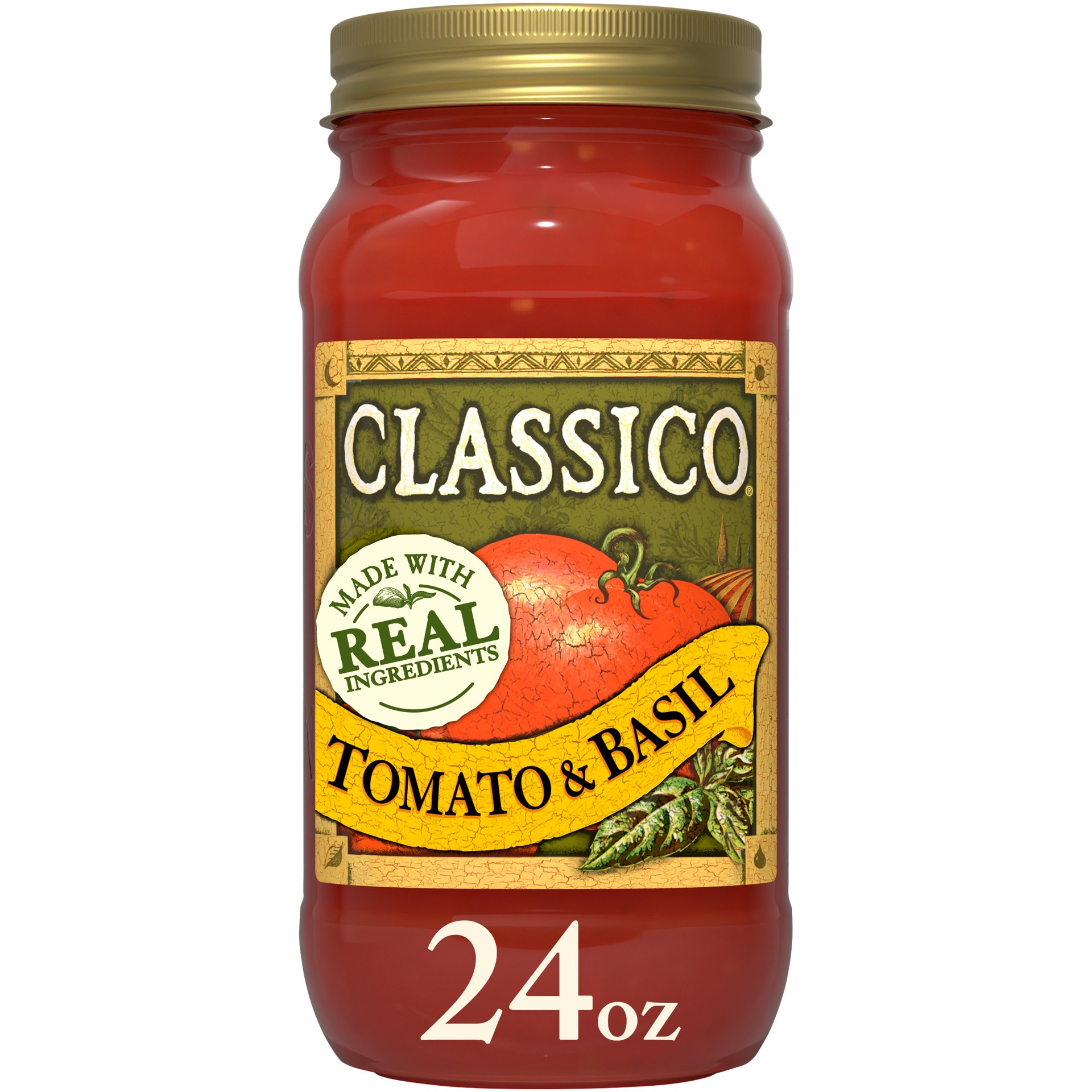 slide 1 of 5, Classico Tomato & Basil Pasta Sauce, 24 oz Jar, 24 oz