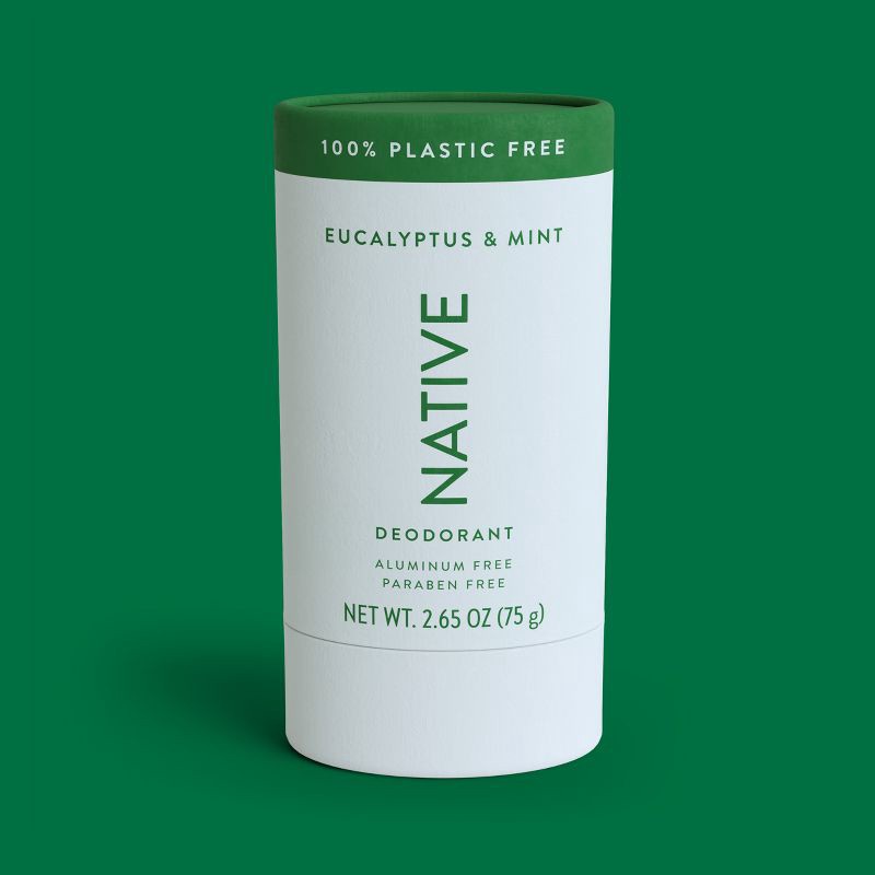slide 7 of 10, Native Plastic Free Deodorant for Men & Women - Eucalyptus & Mint - Aluminum Free - 2.65oz, 2.65 oz