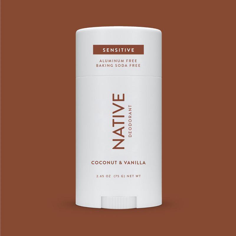 slide 8 of 10, Native Sensitive Solid Deodorant for Women & Men - Coconut & Vanilla - Aluminum & Baking Soda Free - 2.65oz, 2.65 oz