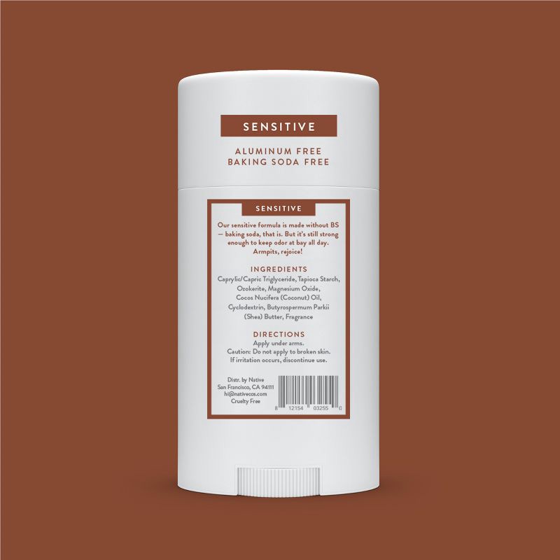 slide 9 of 10, Native Sensitive Solid Deodorant for Women & Men - Coconut & Vanilla - Aluminum & Baking Soda Free - 2.65oz, 2.65 oz