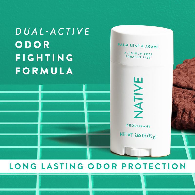 slide 6 of 8, Native Solid Deodorant for Men & Women - Palm Leaf & Agave - Aluminum-Free 2.65oz, 2.65 oz