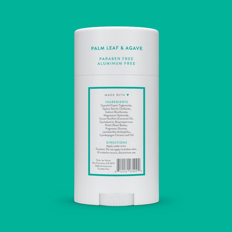 slide 8 of 8, Native Solid Deodorant for Men & Women - Palm Leaf & Agave - Aluminum-Free 2.65oz, 2.65 oz