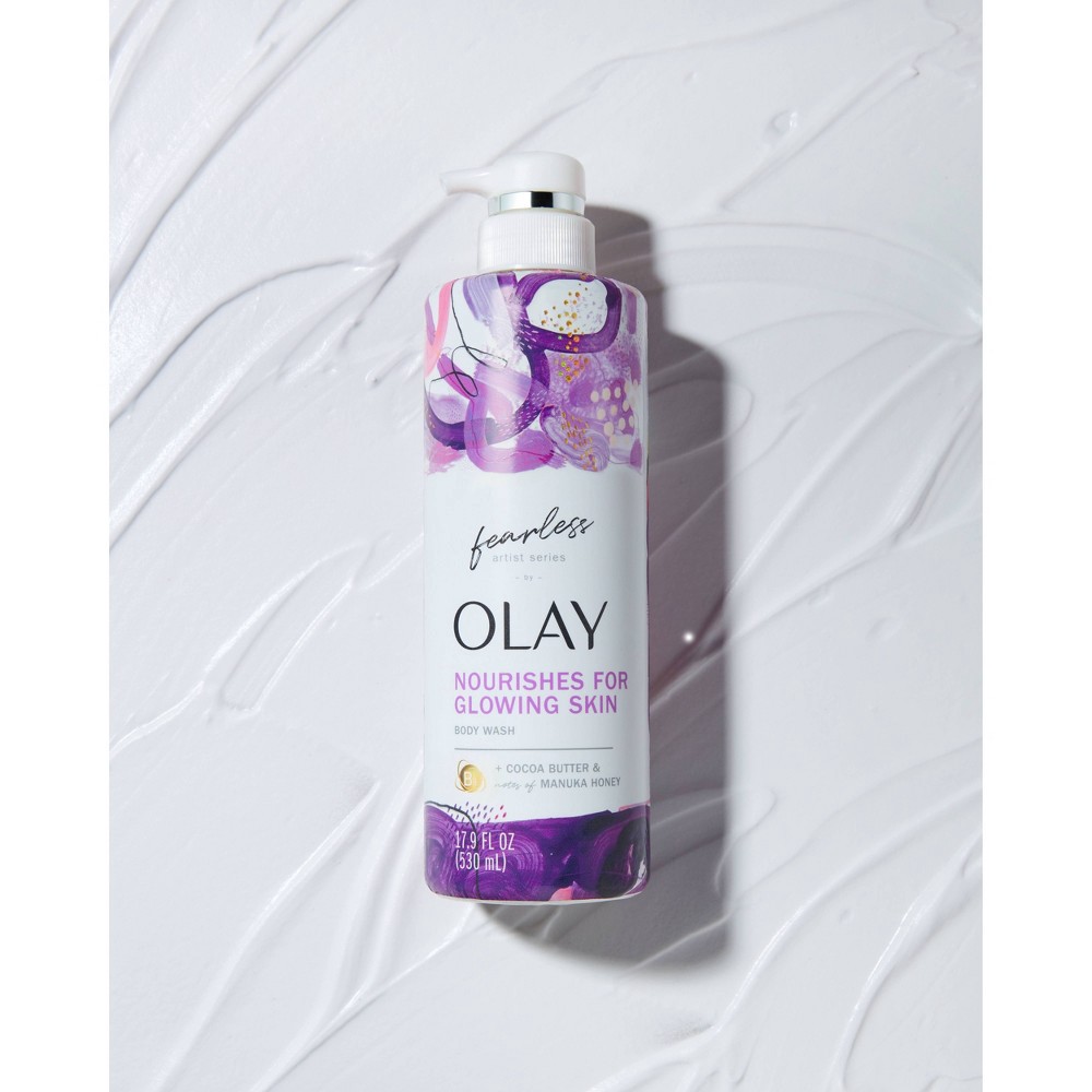 slide 4 of 5, Olay Fearless Artist Series Nourishing Moisture Body Wash with Cocoa Butter & Notes of Manuka Honey - 17.9 fl oz, 17.9 fl oz