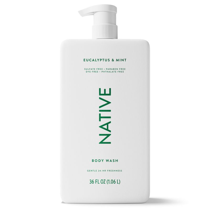 slide 11 of 12, Native Body Wash for Men & Women - Eucalyptus & Mint - Sulfate Free with Pump - 36 fl oz, 36 fl oz