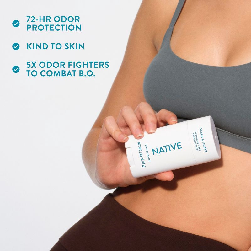 slide 7 of 10, Native Solid Deodorant for Men & Women - Ocean & Timber - Aluminum-Free 2.65oz, 2.65 oz