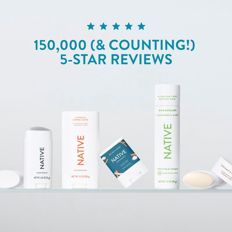 slide 8 of 10, Native Solid Deodorant for Men & Women - Ocean & Timber - Aluminum-Free 2.65oz, 2.65 oz