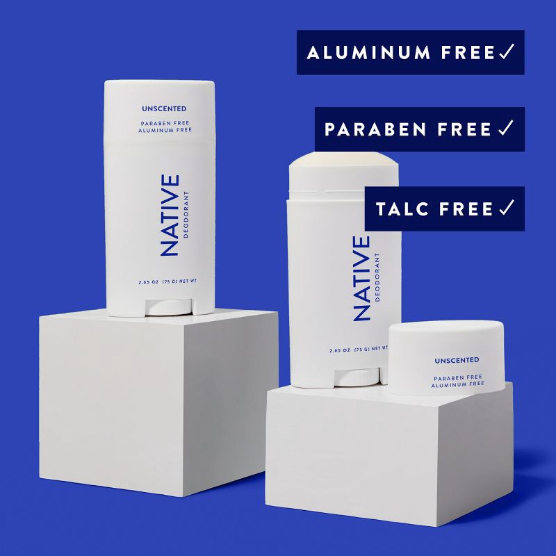 slide 5 of 7, Native Deodorant - Unscented - Aluminum Free - 2.65 oz, 2.65 oz