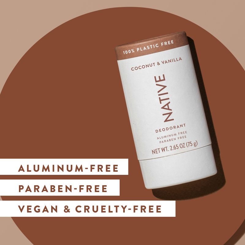 slide 2 of 10, Native Solid Deodorant for Women & Men - Coconut & Vanilla - Aluminum & Plastic Free 2.65oz, 2.65 oz