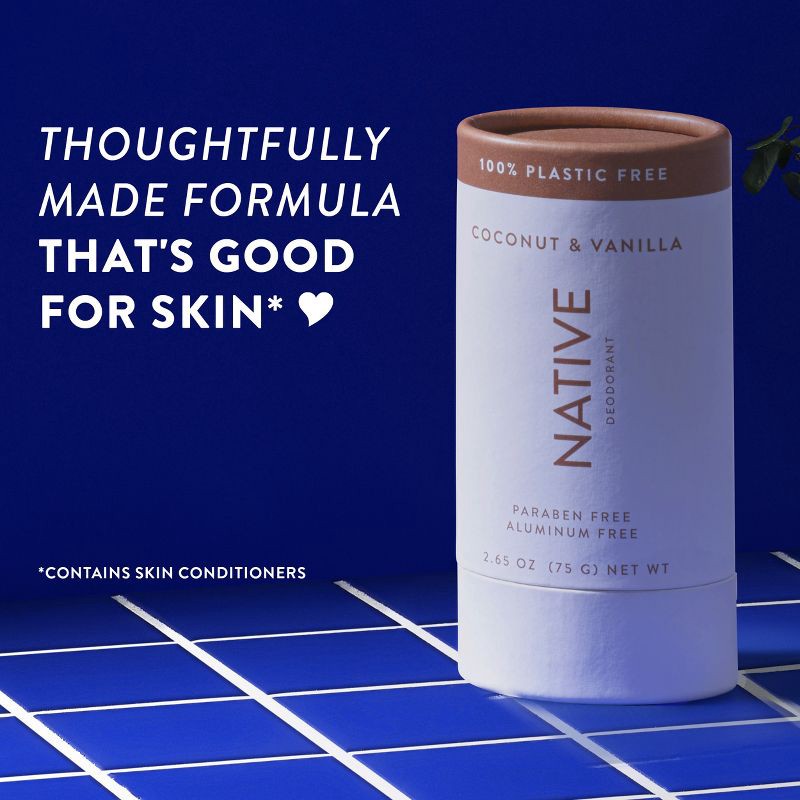 slide 5 of 10, Native Solid Deodorant for Women & Men - Coconut & Vanilla - Aluminum & Plastic Free 2.65oz, 2.65 oz