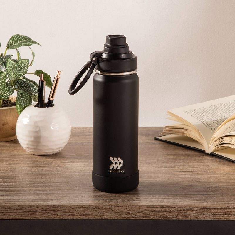 slide 2 of 3, 24oz Vacuum Insulated Stainless Steel Water Bottle Black - All In Motion™, 24 oz