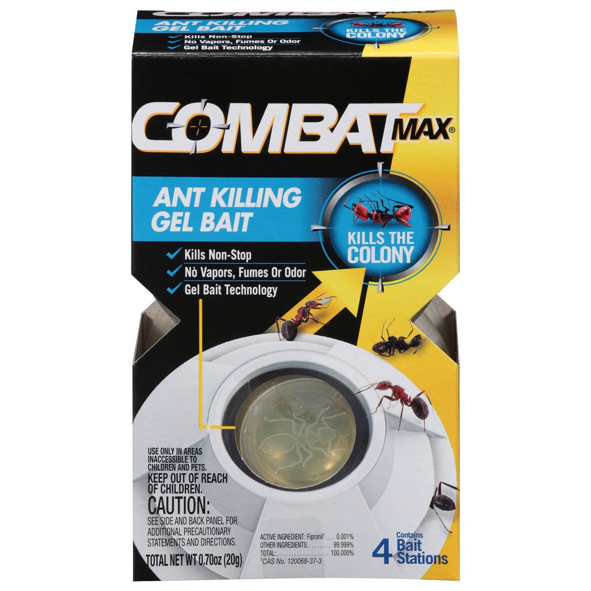 slide 1 of 9, Combat Max Ant Killing Gel Bait 4 Bait Stations, 0.7 oz