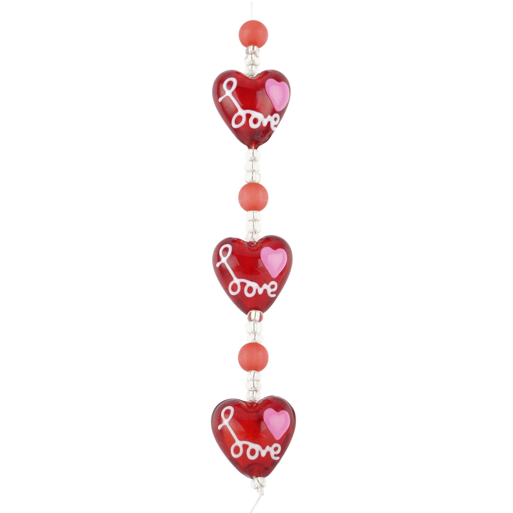 slide 3 of 3, Red Lampwork Glass Love Heart Beads By Bead Landing, 19mm to 21mm