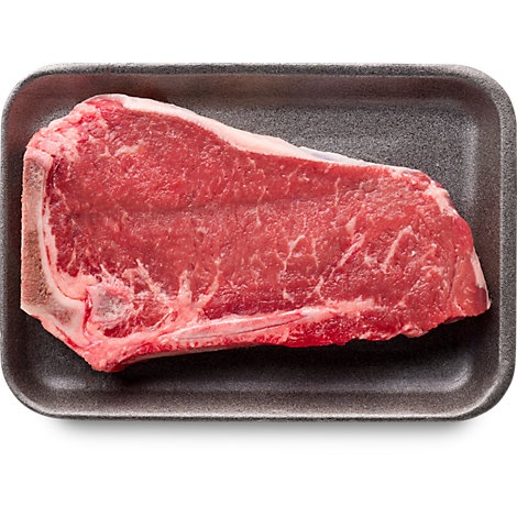 slide 1 of 1, Usda Choice Beef Top Loin New York Thin Strip Steak Bone In (Approx. Weight), per lb