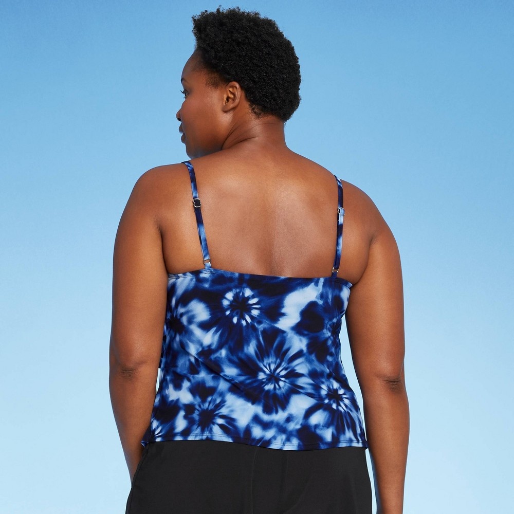 slide 5 of 6, Women's Tiered Tankini Top - Aqua Green Blue S, 1 ct