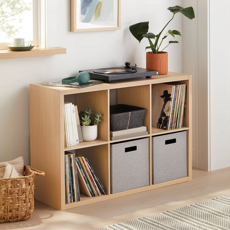 slide 2 of 4, 13" 6 Cube Organizer Natural - Brightroom™: Multicolor Bookshelf with 6 Shelves, Cubby Storage, MDF & Particle Board, 1 ct