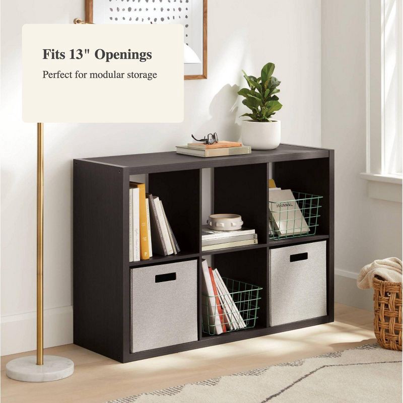 slide 4 of 5, 13'' 6 Cube Organizer Black Oak - Brightroom™: Decorative Bookshelf, Cubby Storage, 13" System, MDF & Particle Board, 1 ct