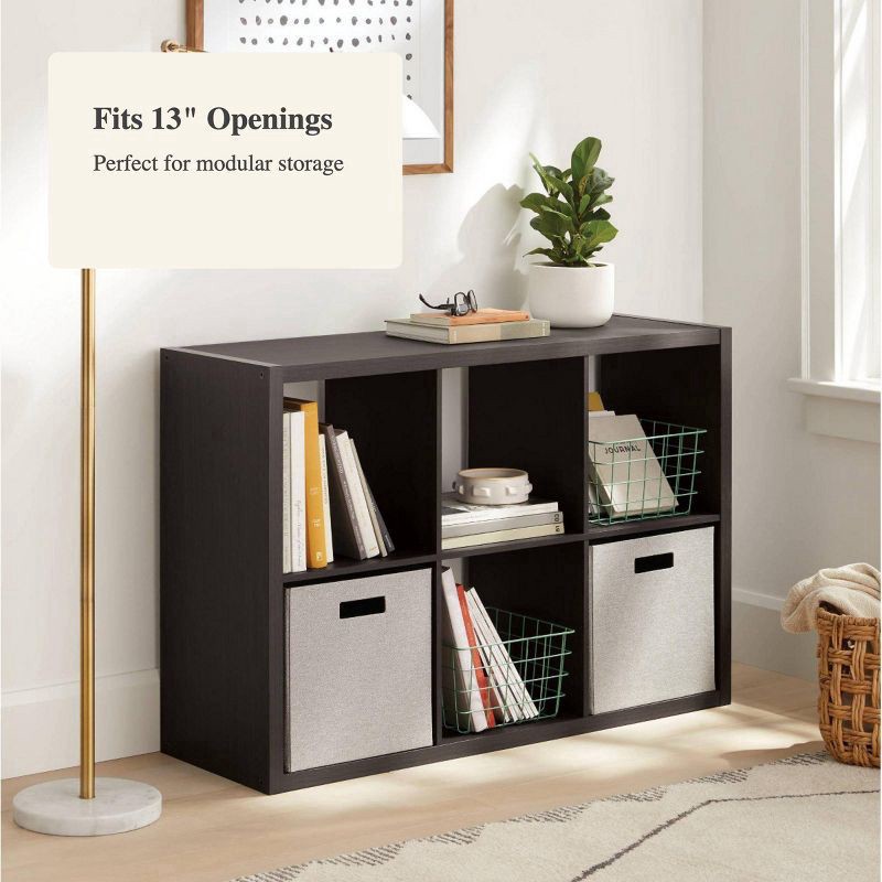 slide 3 of 5, 13'' 6 Cube Organizer Black Oak - Brightroom™: Decorative Bookshelf, Cubby Storage, 13" System, MDF & Particle Board, 1 ct