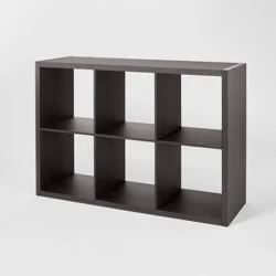 13'' 6 Cube Organizer Black Oak - Brightroom™: Decorative Bookshelf, Cubby Storage, 13" System, MDF & Particle Board