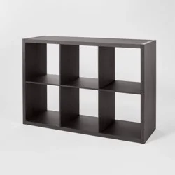 13'' 6 Cube Organizer Black Oak - Brightroom™: Decorative Bookshelf, Cubby Storage, 13" System, MDF & Particle Board