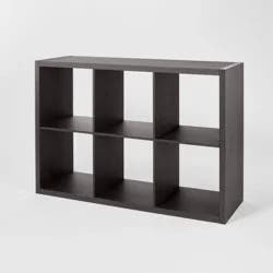 13'' 6 Cube Organizer Black Oak - Brightroom™: Decorative Bookshelf, Cubby Storage, 13" System, MDF & Particle Board