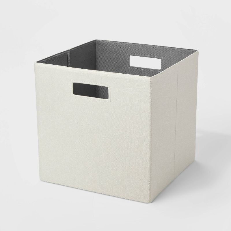 slide 1 of 4, 13" x 13" Fabric Bin Khaki Texture - Brightroom™, 1 ct