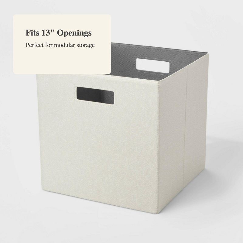 slide 4 of 4, 13" x 13" Fabric Bin Khaki Texture - Brightroom™, 1 ct