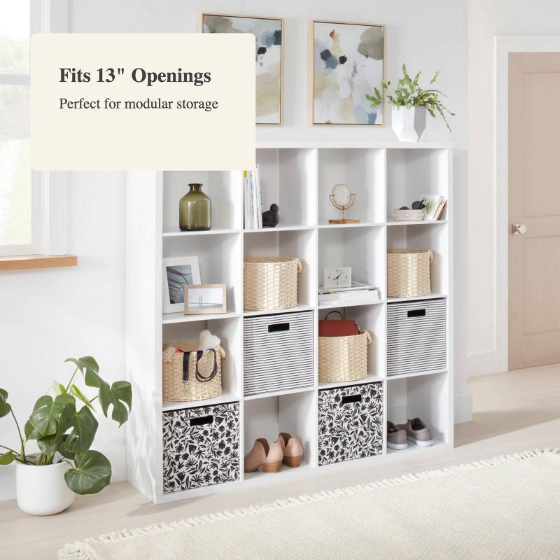 slide 4 of 4, 13" x 13" Fabric Bin Black Textured Stripes - Brightroom™, 1 ct