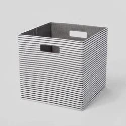 13" x 13" Fabric Bin Black Textured Stripes - Brightroom™