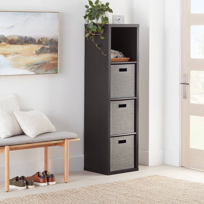 slide 2 of 4, 13" x 13" Fabric Bin Woven Texture Dark Gray - Brightroom™: 13 Inch Storage Cube, Decorative Storage, No Assembly, 1 ct