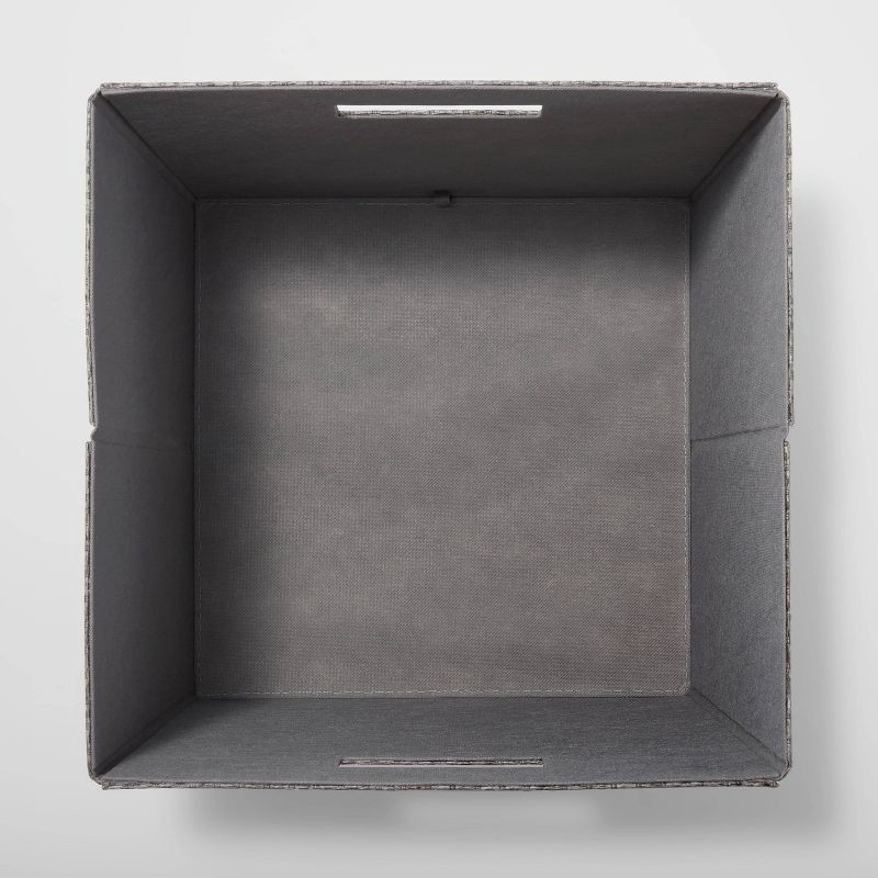 slide 3 of 4, 13" x 13" Fabric Bin Woven Texture Dark Gray - Brightroom™: 13 Inch Storage Cube, Decorative Storage, No Assembly, 1 ct