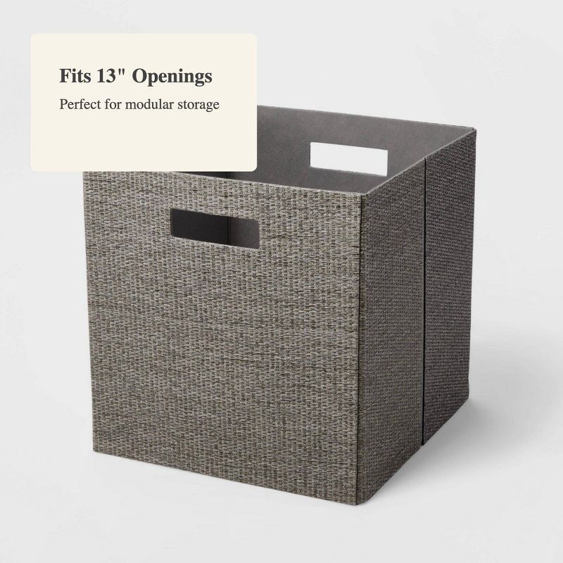 slide 4 of 4, 13" x 13" Fabric Bin Woven Texture Dark Gray - Brightroom™: 13 Inch Storage Cube, Decorative Storage, No Assembly, 1 ct
