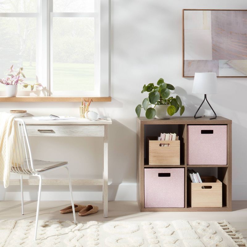 slide 2 of 3, 13" x 13" Fabric Bin Rose Texture - Brightroom™: 13 Inch Storage Cube, Decorative Storage, Polyester, No Assembly, 1 ct
