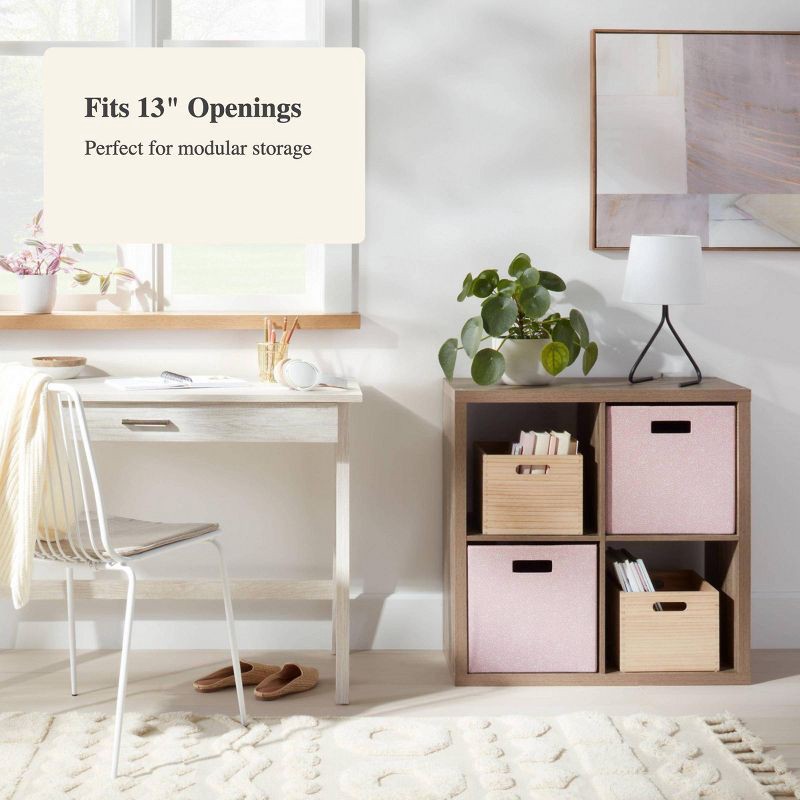 slide 4 of 4, 13" x 13" Fabric Bin Rose Texture - Brightroom™: 13 Inch Storage Cube, Decorative Storage, Polyester, No Assembly, 1 ct