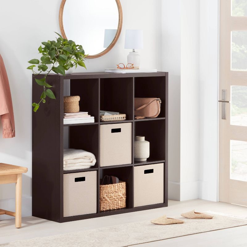 slide 2 of 4, 13" x 13" Fabric Bin Woven Yarn Dye Light Taupe - Brightroom™: 13 Inch Cube Storage System, Decorative Storage Bins, 1 ct