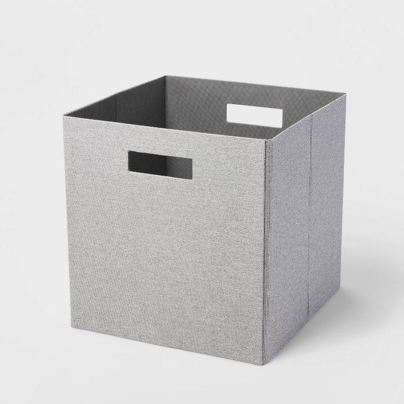 slide 1 of 3, 13" x 13" Fabric Bin Chunky Linen Fossil - Brightroom™: 13 Inch Storage Cube, Decorative Storage, Light Gray, No Assembly, 1 ct