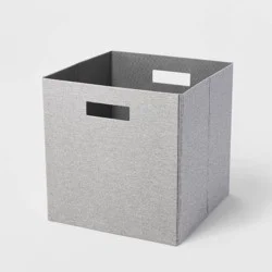 13" x 13" Fabric Bin Chunky Linen Fossil - Brightroom™: 13 Inch Storage Cube, Decorative Storage, Light Gray, No Assembly