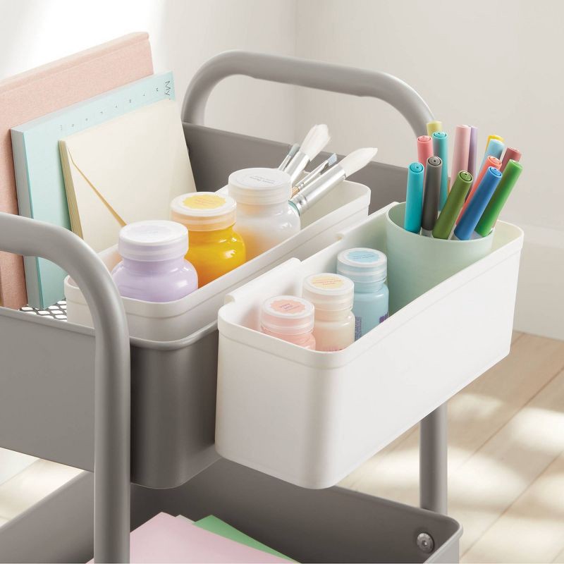 slide 2 of 3, Set of 2 Long Cart Divider Cups - Brightroom™: White Storage Trays, Utility Cart Accessories, 11.22" Length, 1 ct