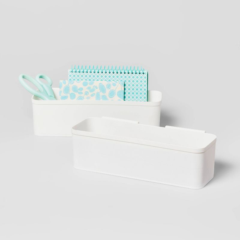 slide 3 of 3, Set of 2 Long Cart Divider Cups - Brightroom™: White Storage Trays, Utility Cart Accessories, 11.22" Length, 1 ct