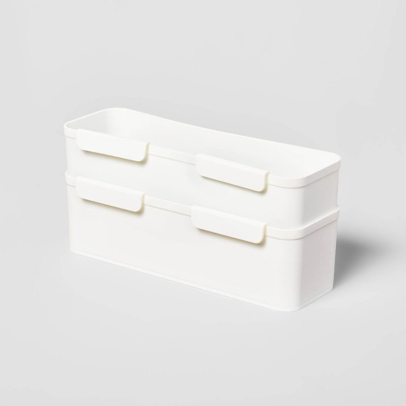 slide 1 of 3, Set of 2 Long Cart Divider Cups - Brightroom™: White Storage Trays, Utility Cart Accessories, 11.22" Length, 1 ct
