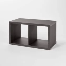 13'' 2 Cube Organizer Black Oak - Brightroom™: MDF Bookshelf with Anti-Tip Hardware, 13" Cubby Storage System