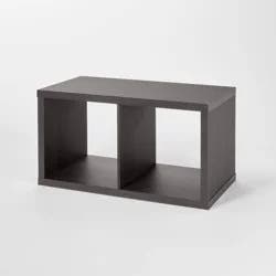 13'' 2 Cube Organizer Black Oak - Brightroom™: MDF Bookshelf with Anti-Tip Hardware, 13" Cubby Storage System