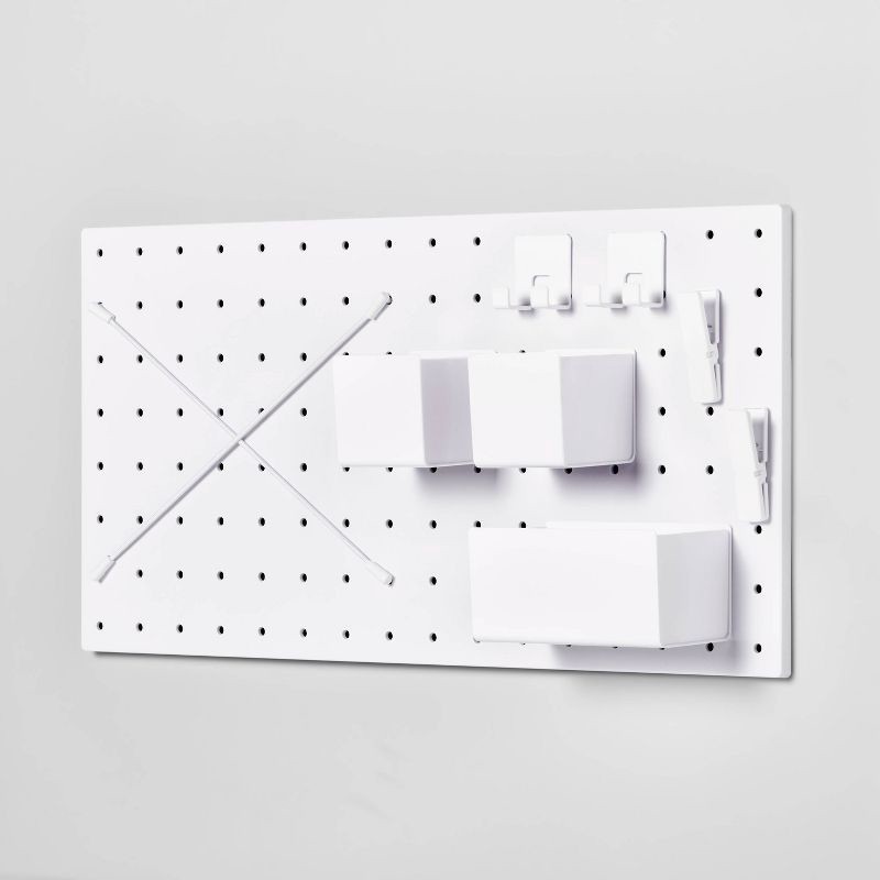 slide 1 of 4, 13" x 26" Pegboard Set White - Brightroom™: Wall Organizer, Decorative Easel, PET Material, Adult Assembly Required, 1 ct