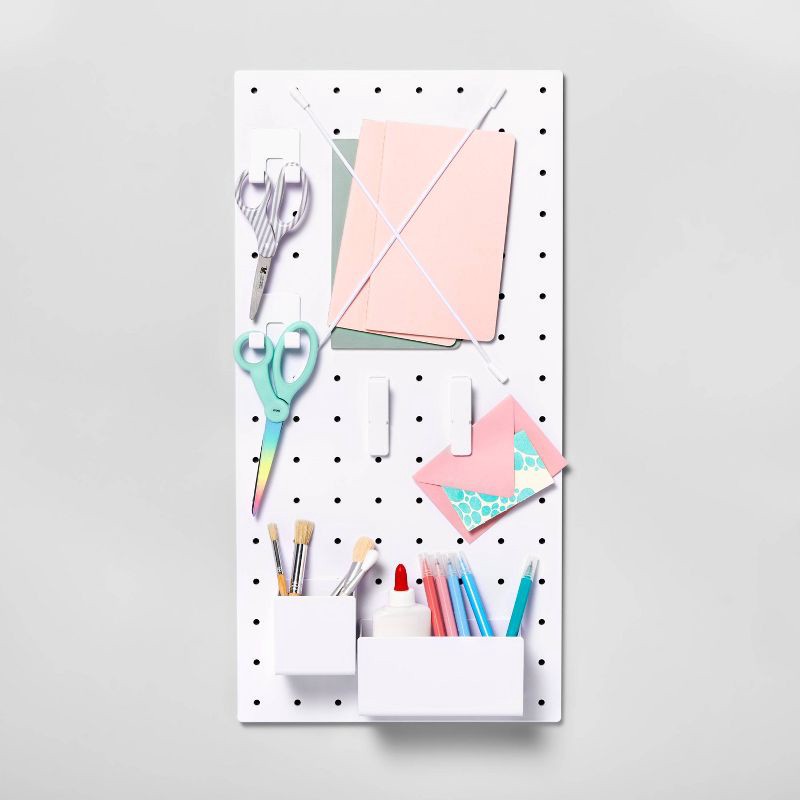 slide 3 of 4, 13" x 26" Pegboard Set White - Brightroom™: Wall Organizer, Decorative Easel, PET Material, Adult Assembly Required, 1 ct
