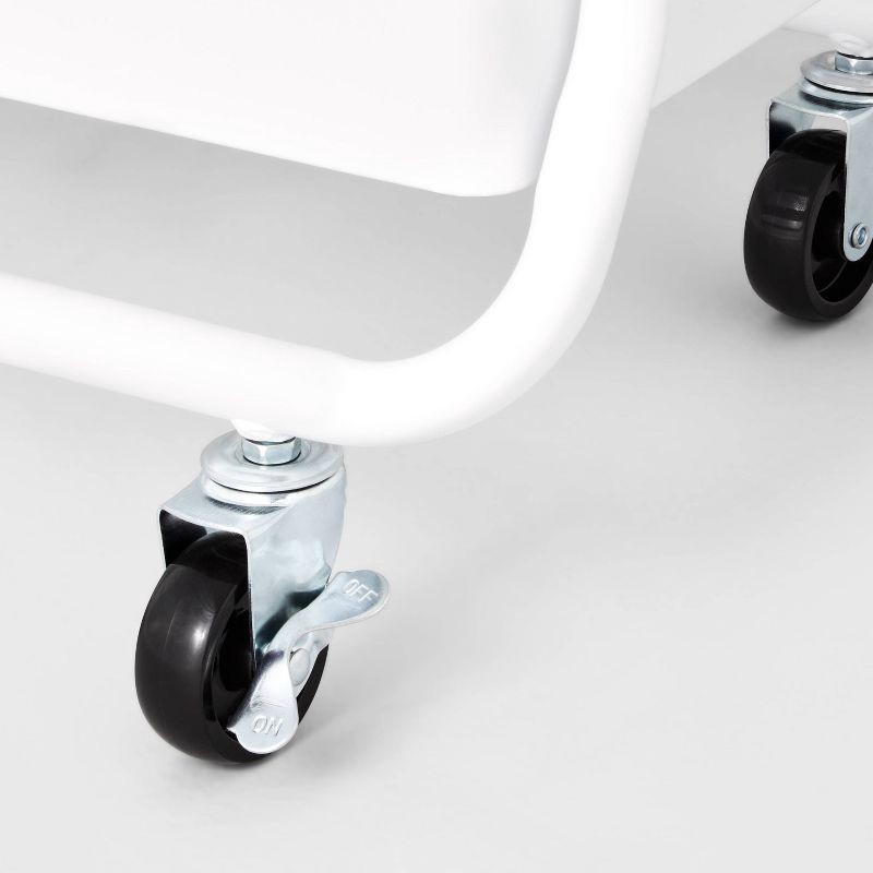 slide 3 of 3, 3 Tier Metal Utility Cart White - Brightroom™: Rolling Storage Trolley with Wheels, Powder-Coated Steel, 31.3" Height, 1 ct