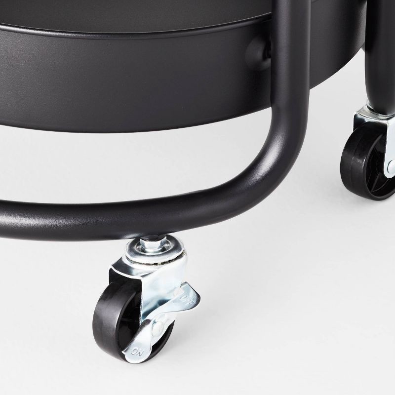 slide 3 of 3, 3 Tier Round Metal Utility Cart Black - Brightroom™, 1 ct
