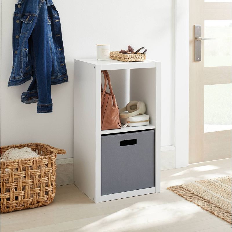 slide 2 of 4, 2 Cube Organizer White - Brightroom™: MDF Cubby Storage Bookshelf with Anti-Tip Hardware, 13" System Compatible, 1 ct