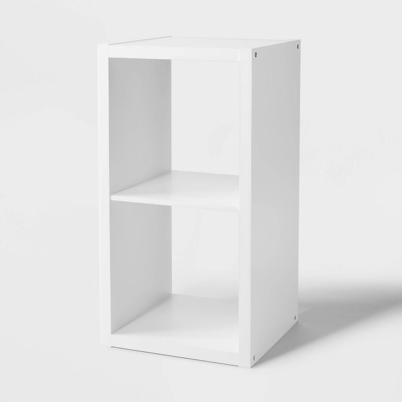 slide 1 of 4, 2 Cube Organizer White - Brightroom™: MDF Cubby Storage Bookshelf with Anti-Tip Hardware, 13" System Compatible, 1 ct