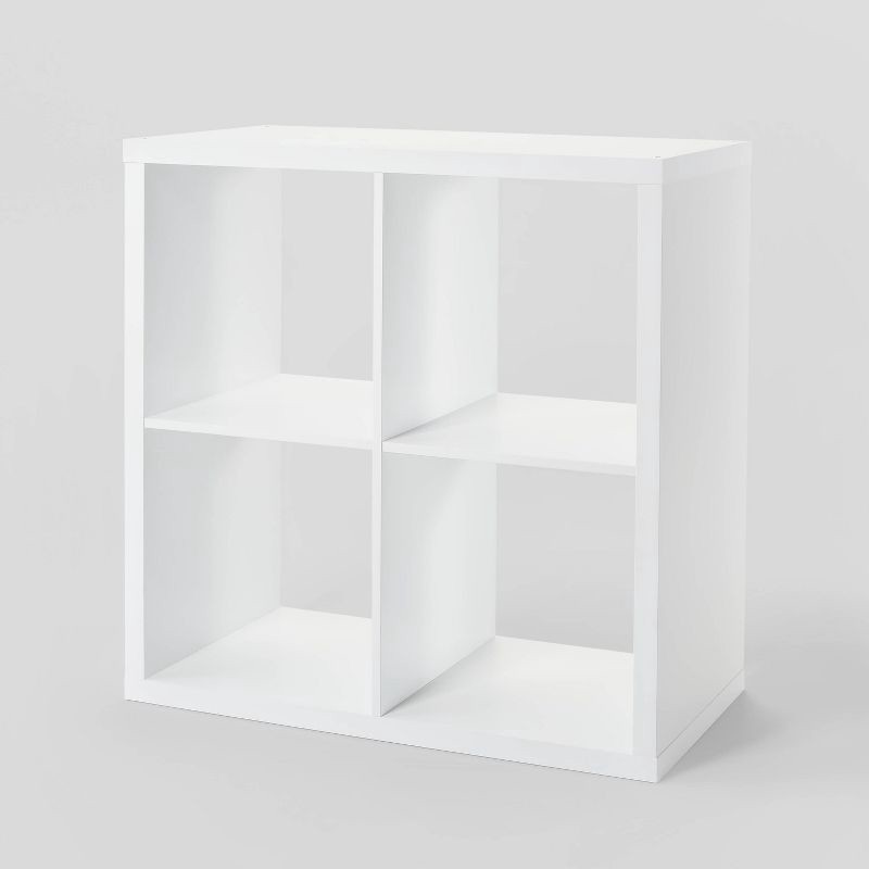 slide 1 of 4, 4 Cube Organizer White - Brightroom™: Decorative Bookshelf, Cubby Storage, MDF & Particle Board, 13" Compatible, 1 ct