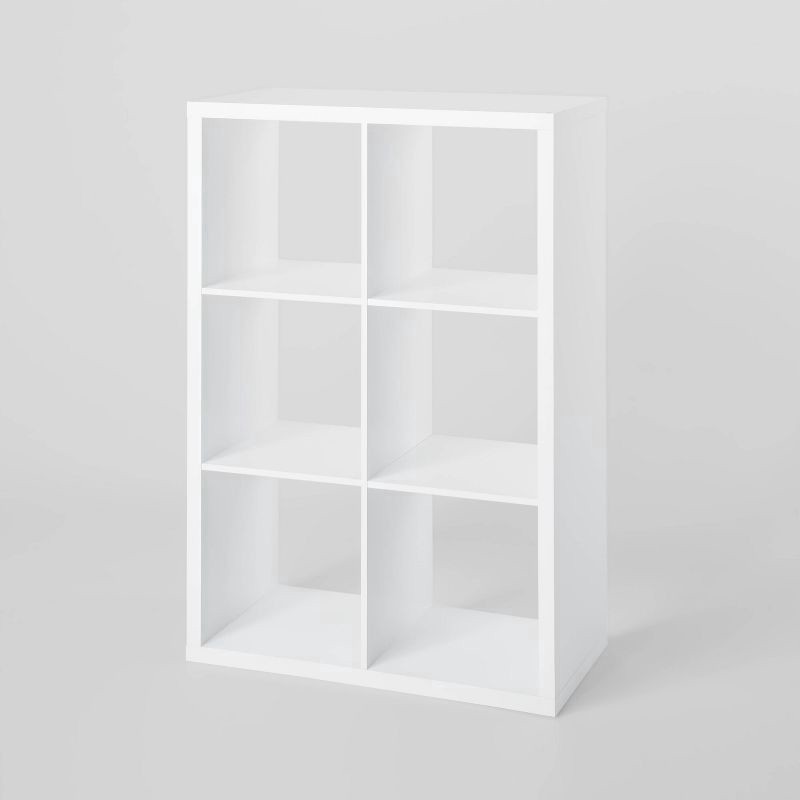 slide 1 of 5, 13'' 6 Cube Organizer White - Brightroom™: Decorative Bookshelf, Cubby Storage, MDF & Particle Board, 13" System Compatible, 1 ct